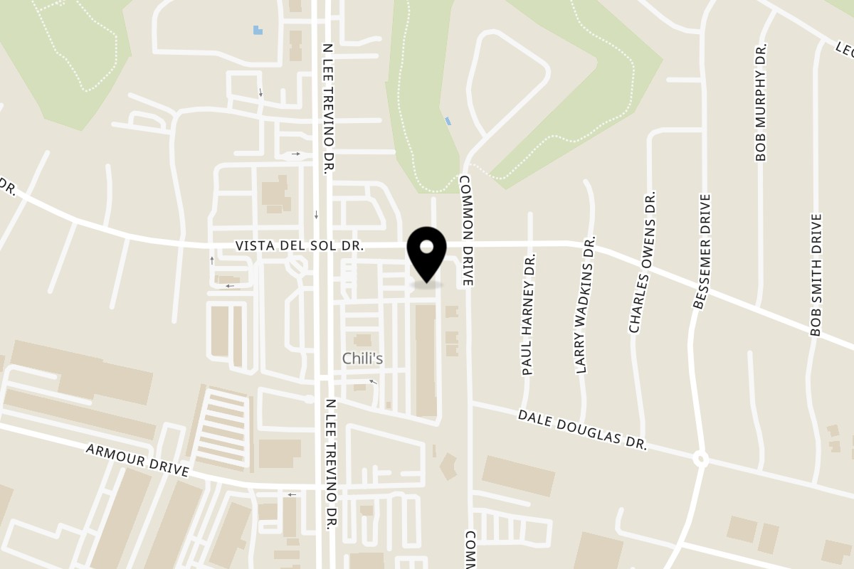 Map showing the location of La Morena Restaurant & Cantina on 1516 Lee Trevino Dr in El Paso